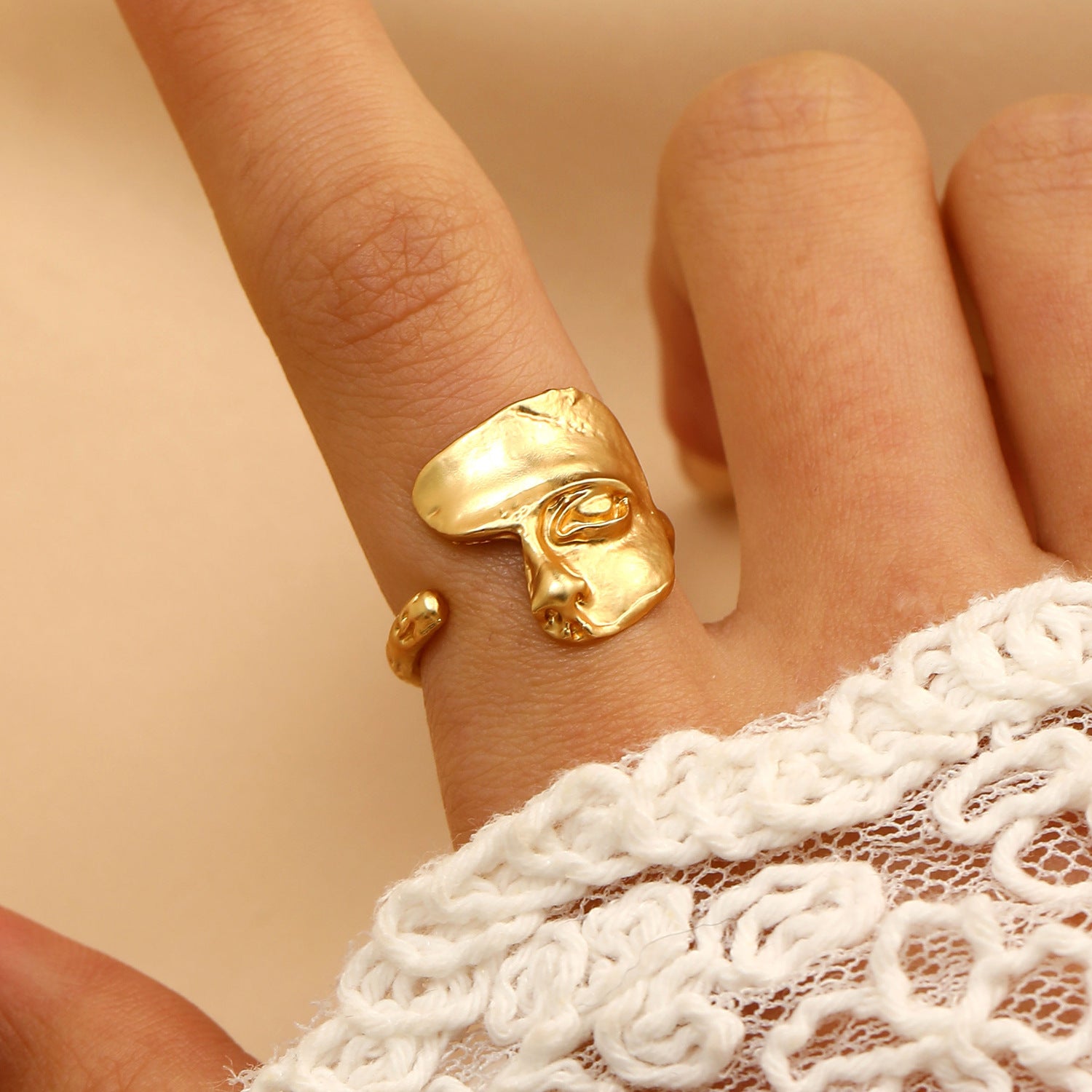 Wholesale Adam double-hand ring open adjustable ring